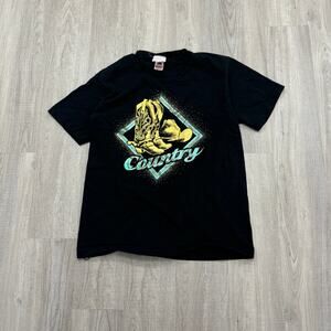 Vintage Country Shirt Men's Medium Black 90s Cowboy Rodeo Single Stitch USA